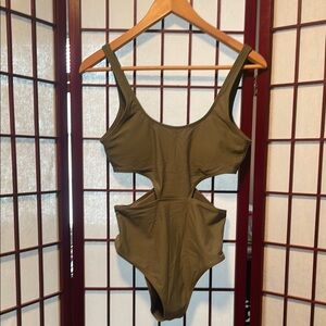 Olive Green One Piece Swimsuit